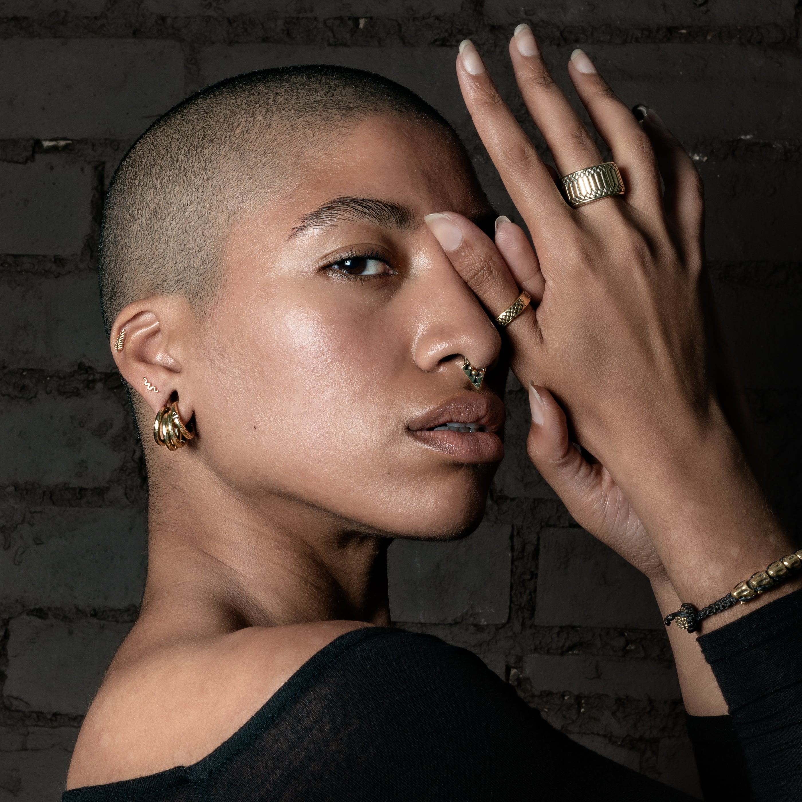 Leaf Flat Back Stud Piercing | Gold Leaf Labret | Tribu