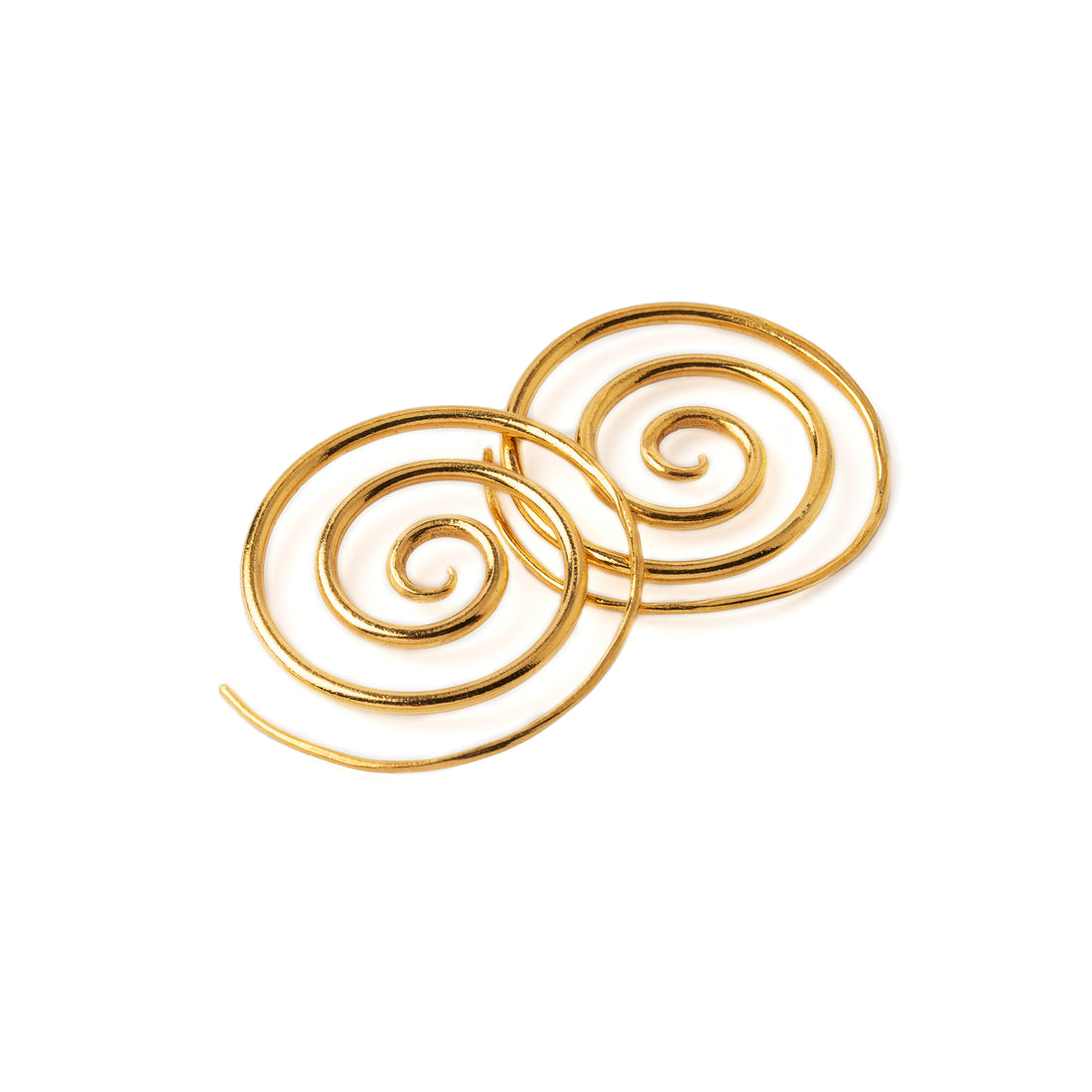 Super Spiral Gold Earrings front and side view
