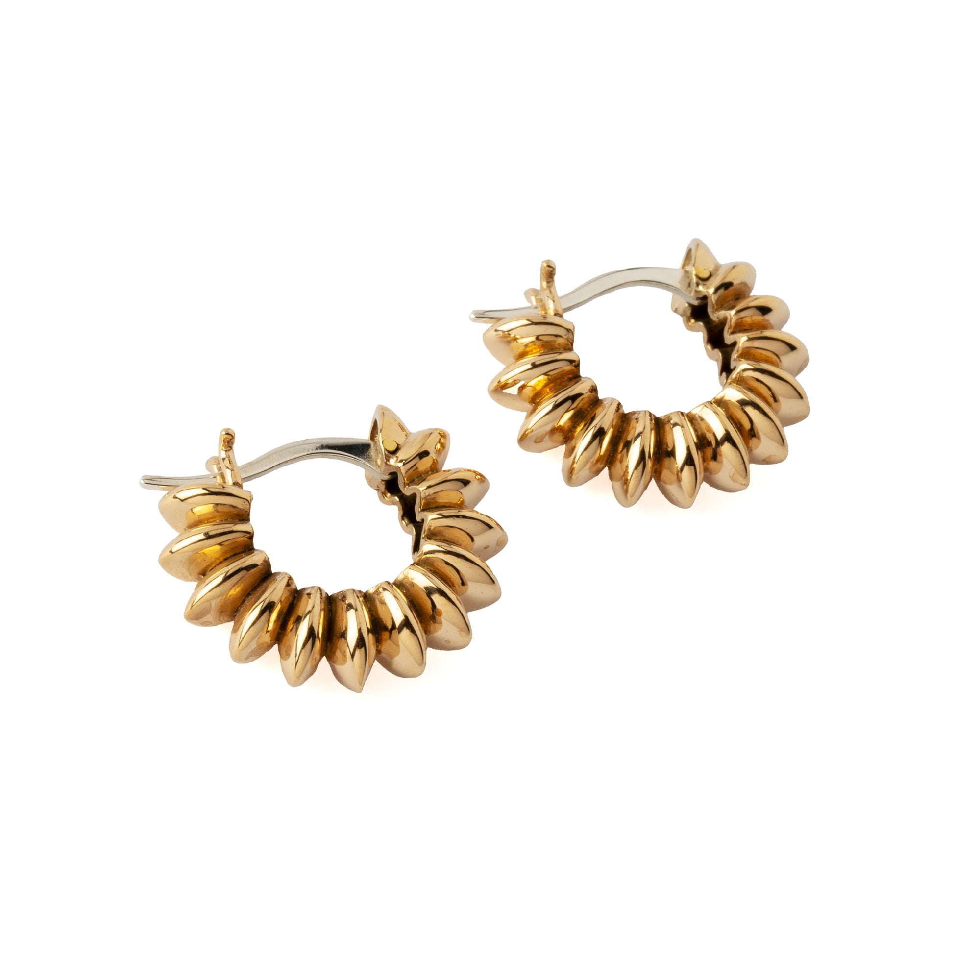 golden bronze Surya Huggies Hoop earrings right side view