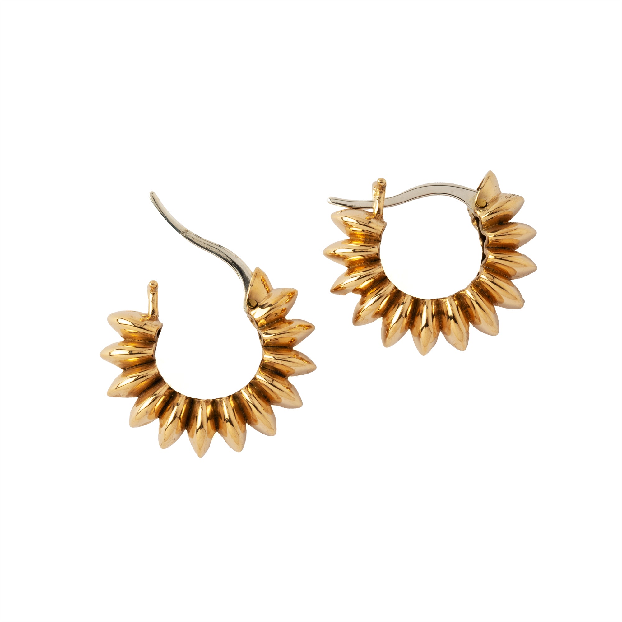 golden bronze Surya Huggies Hoop earrings open mode view