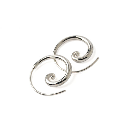 Sterling Silver Swirl Open Hoops front and side view