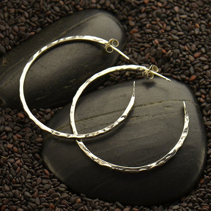 Hammered Open Hoop Earrings