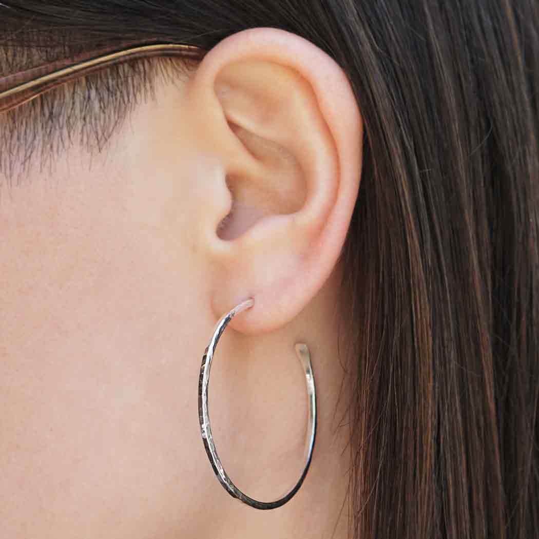 Hammered Open Hoop Earrings