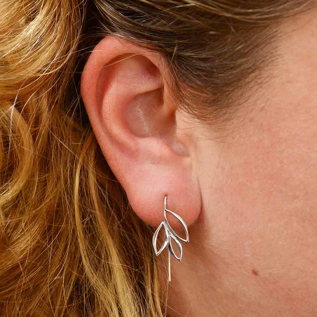 model wearing Fern Hook Earrings