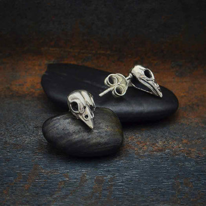 Sparrow Skull Silver Studs