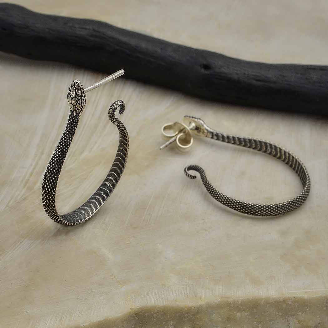 Silver Eden Snake Earrings