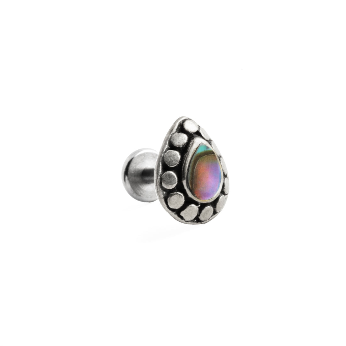 1.2mm (16g) Tara Labret with Abalone left side view
