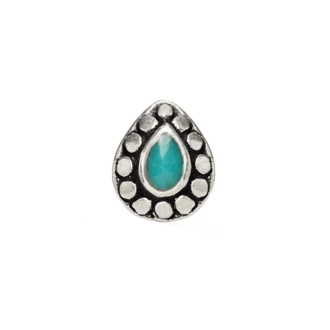 1.2mm (16g) Tara Labret with Turquoise frontal view