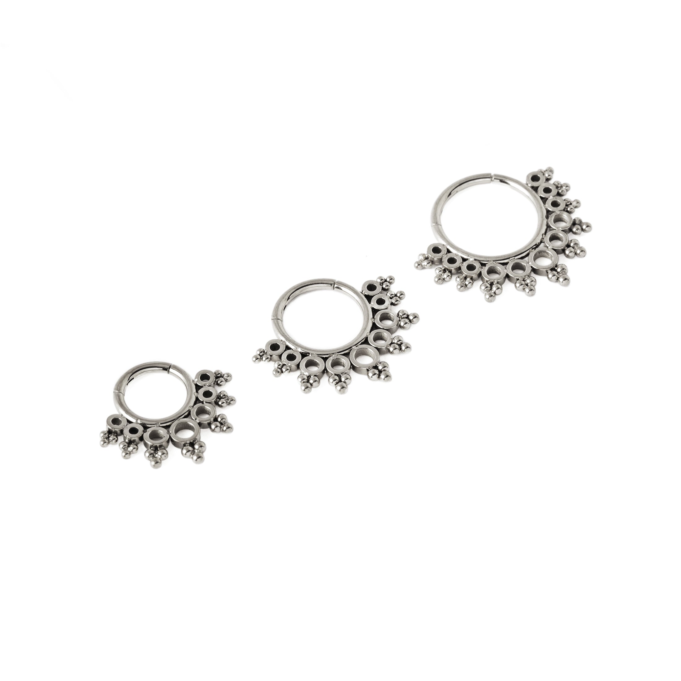 6mm, 8mm and 10mm Tarita Septum Clickers side view