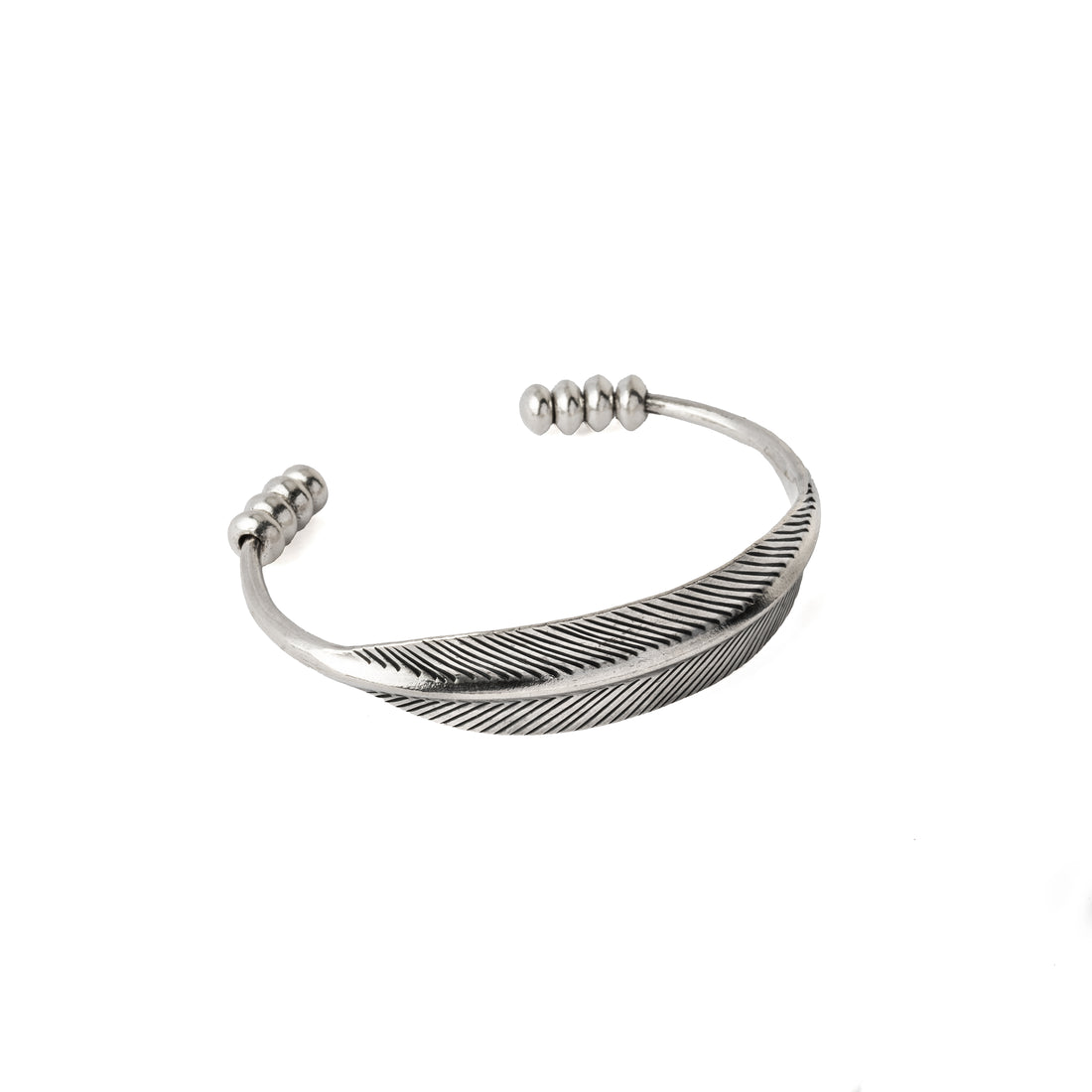 Feather Tribal Silver Cuff