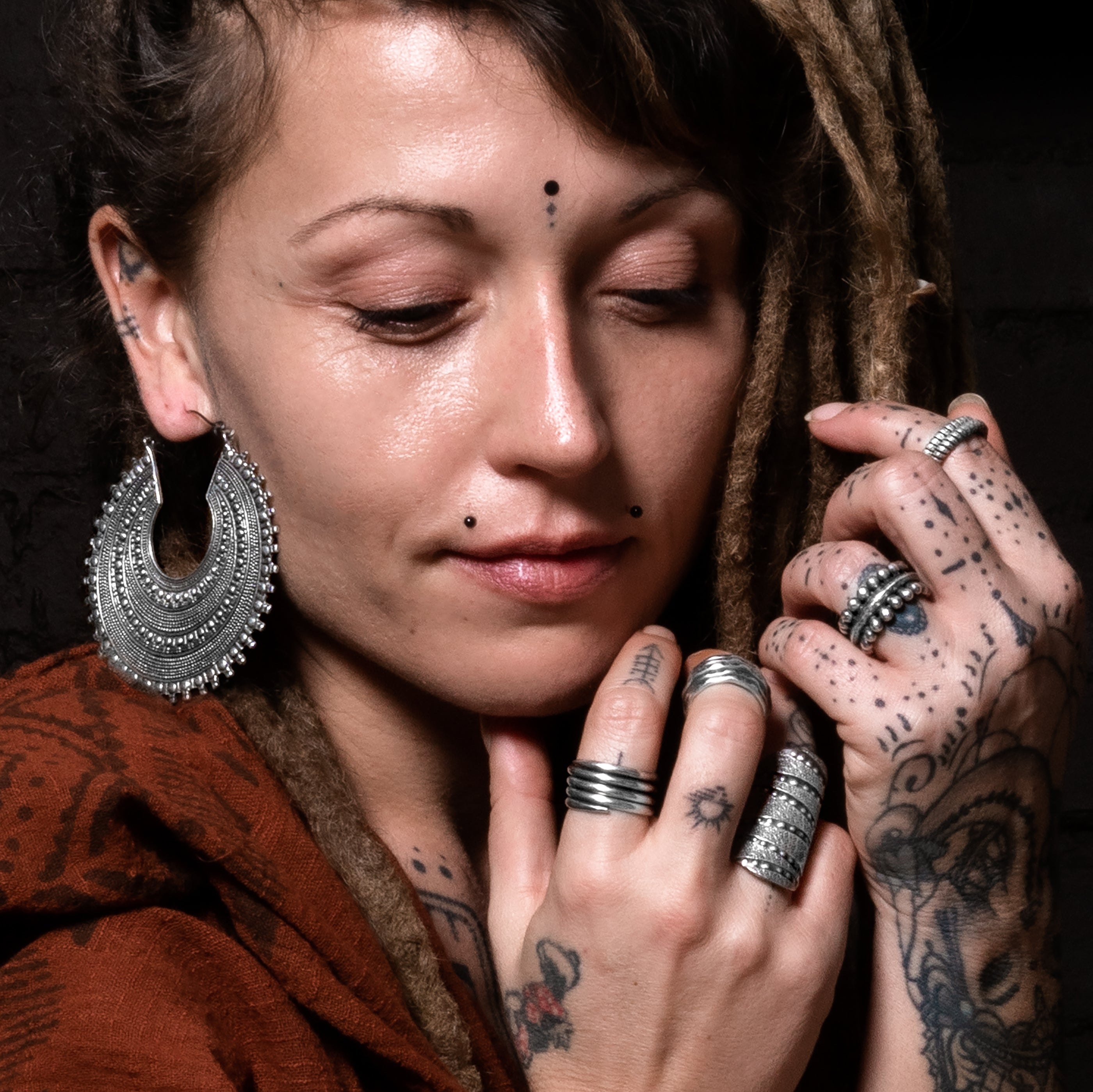 model wearing Jaipur Large Hoop Earrings