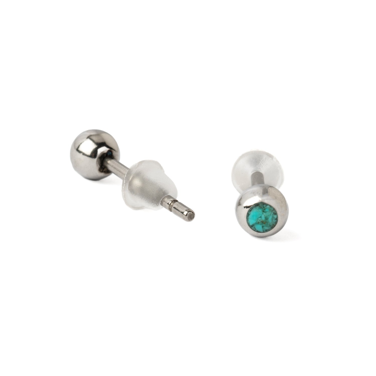 Turquoise Ear Studs front and back view