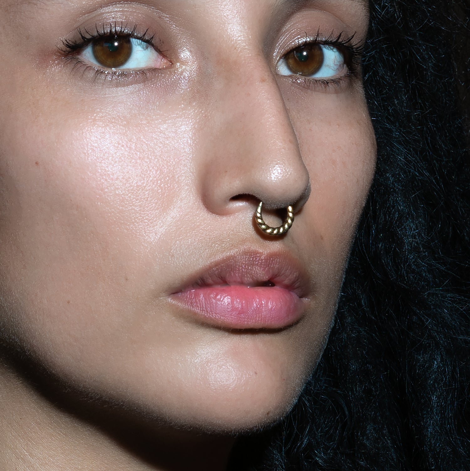 model wearing Twisted Septum Ring