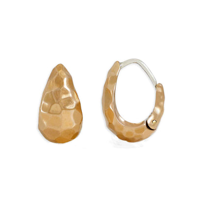 Hammered Teardrop Huggies