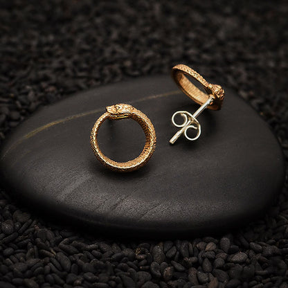 Ouroboros Bronze Ear Studs