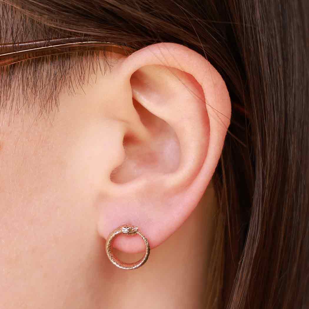Ouroboros Bronze Ear Studs