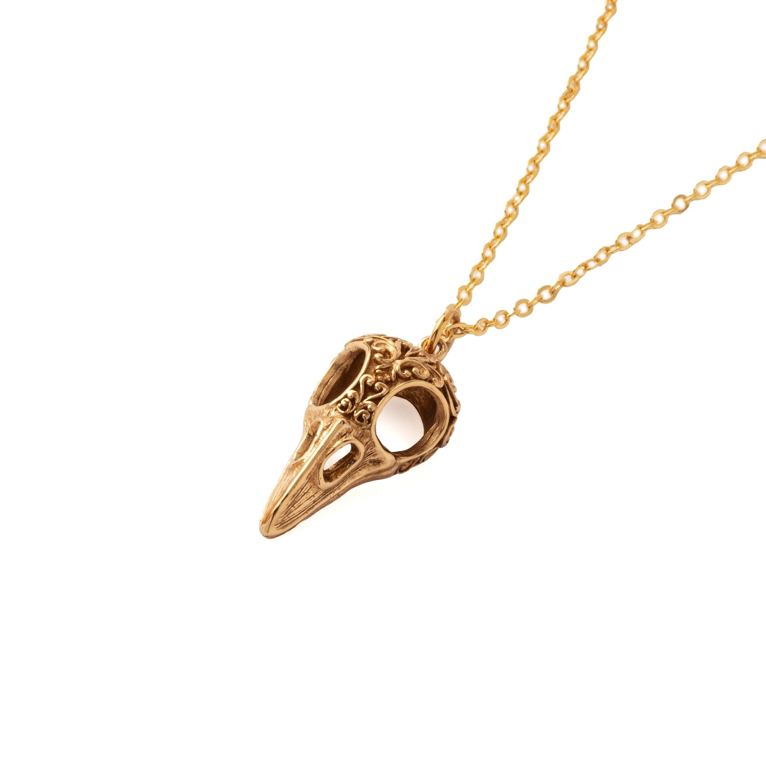 Victorian Raven Skull Necklace