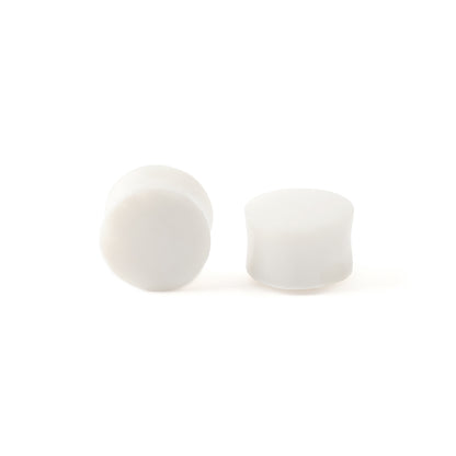Two White Agate Plugs front and side view