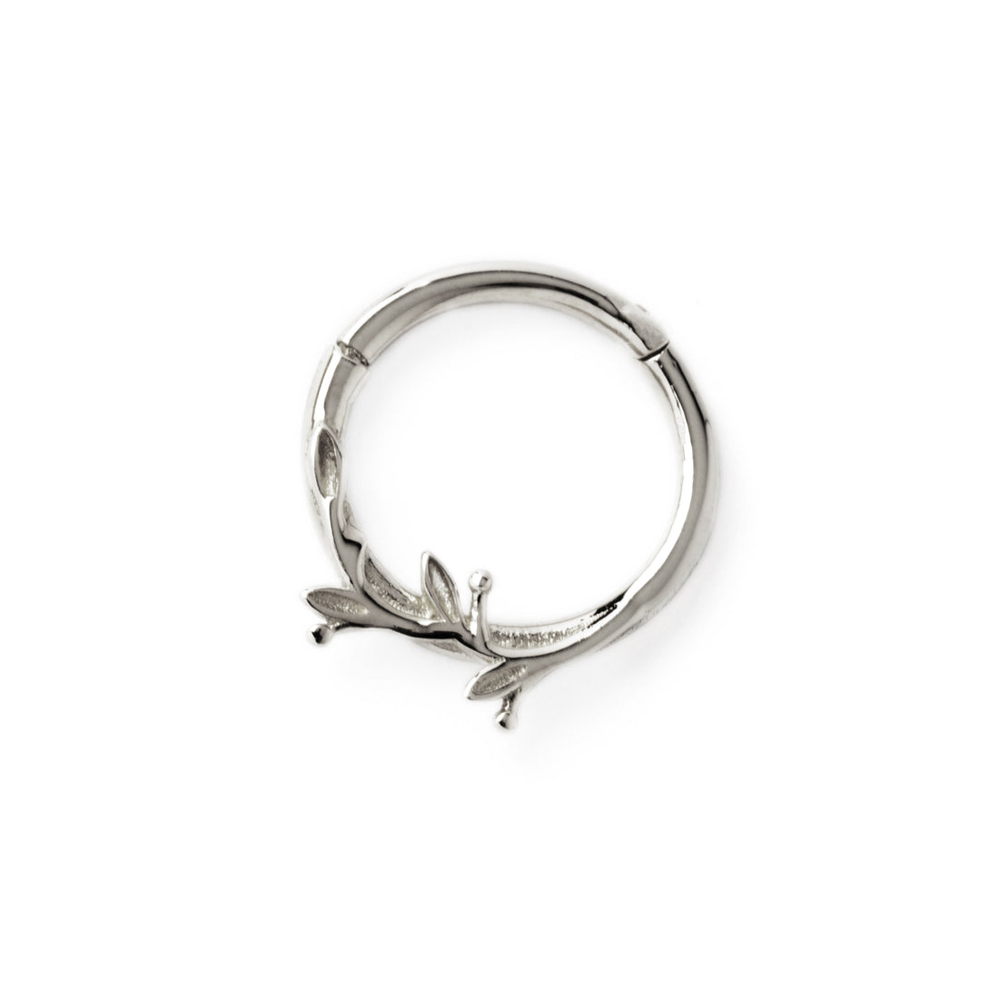 14k White Gold Twig Septum Clicker frontal view