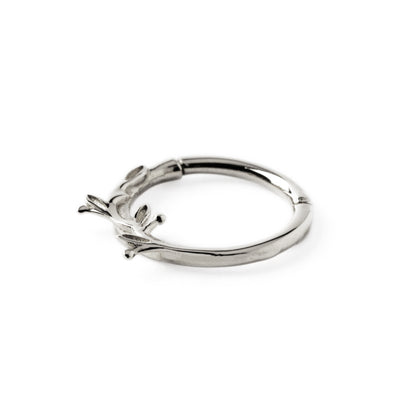 14k White Gold Twig Septum Clicker side view