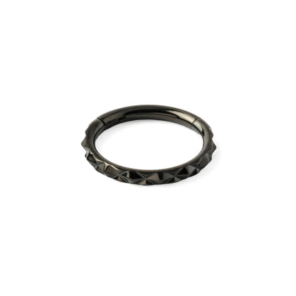 X Faceted Black Clicker Ring