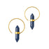golden Zen open Hoop Earrings with Lapis lazuli frontal view