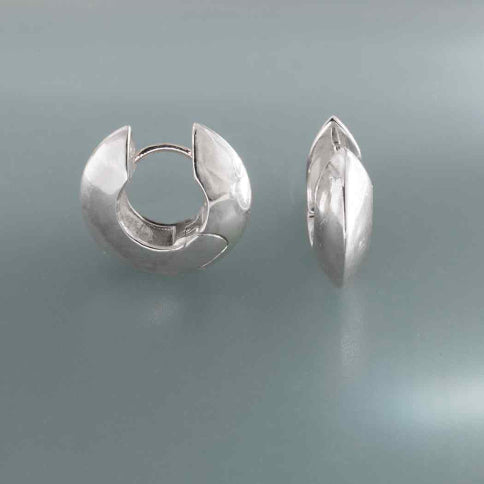 Ridged Silver Huggie Hoops
