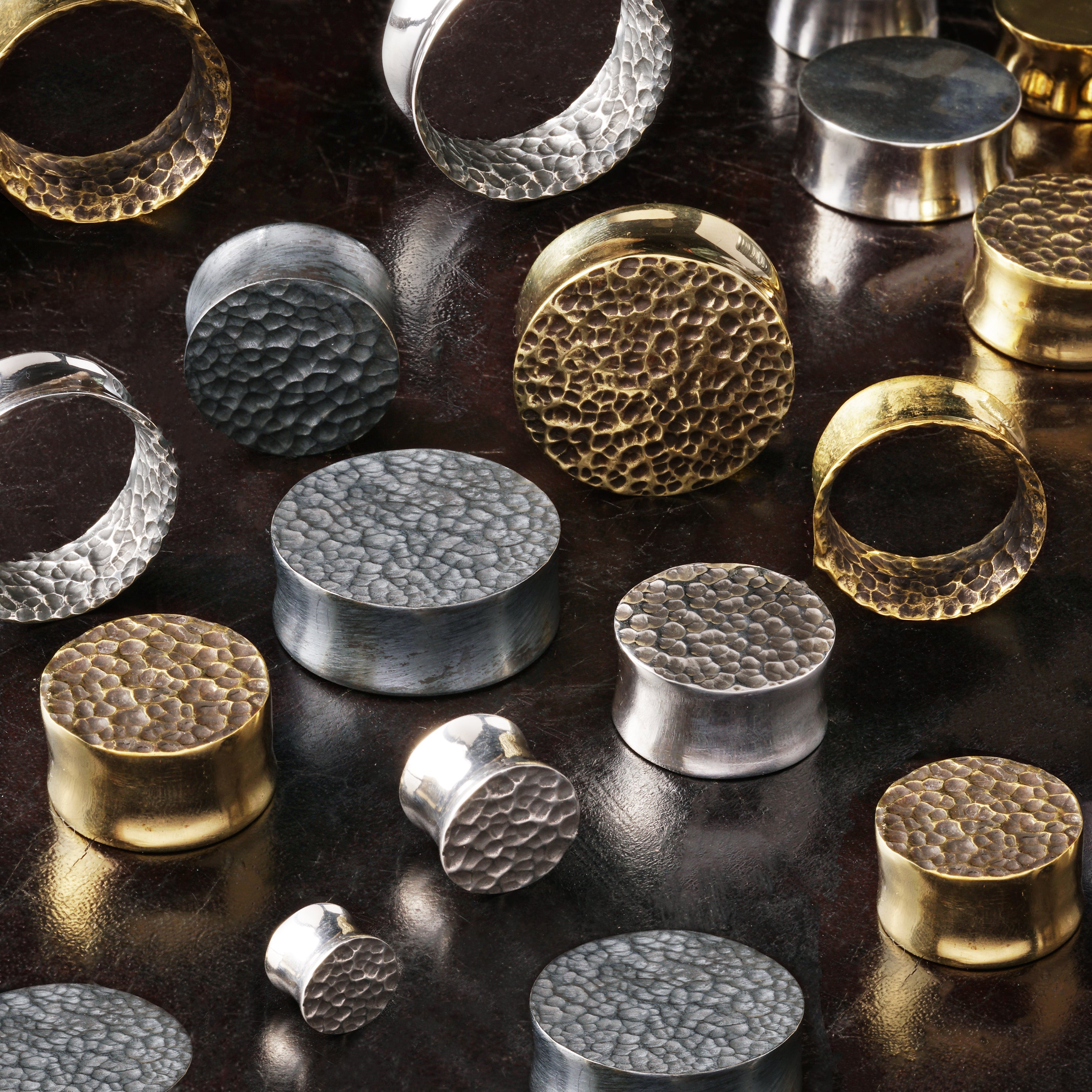 Hammered Brass Plugs
