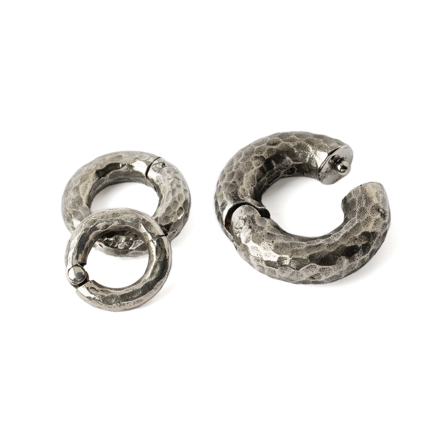 4mm, 6mm, 8mm Hammered Silver Clicker Rings