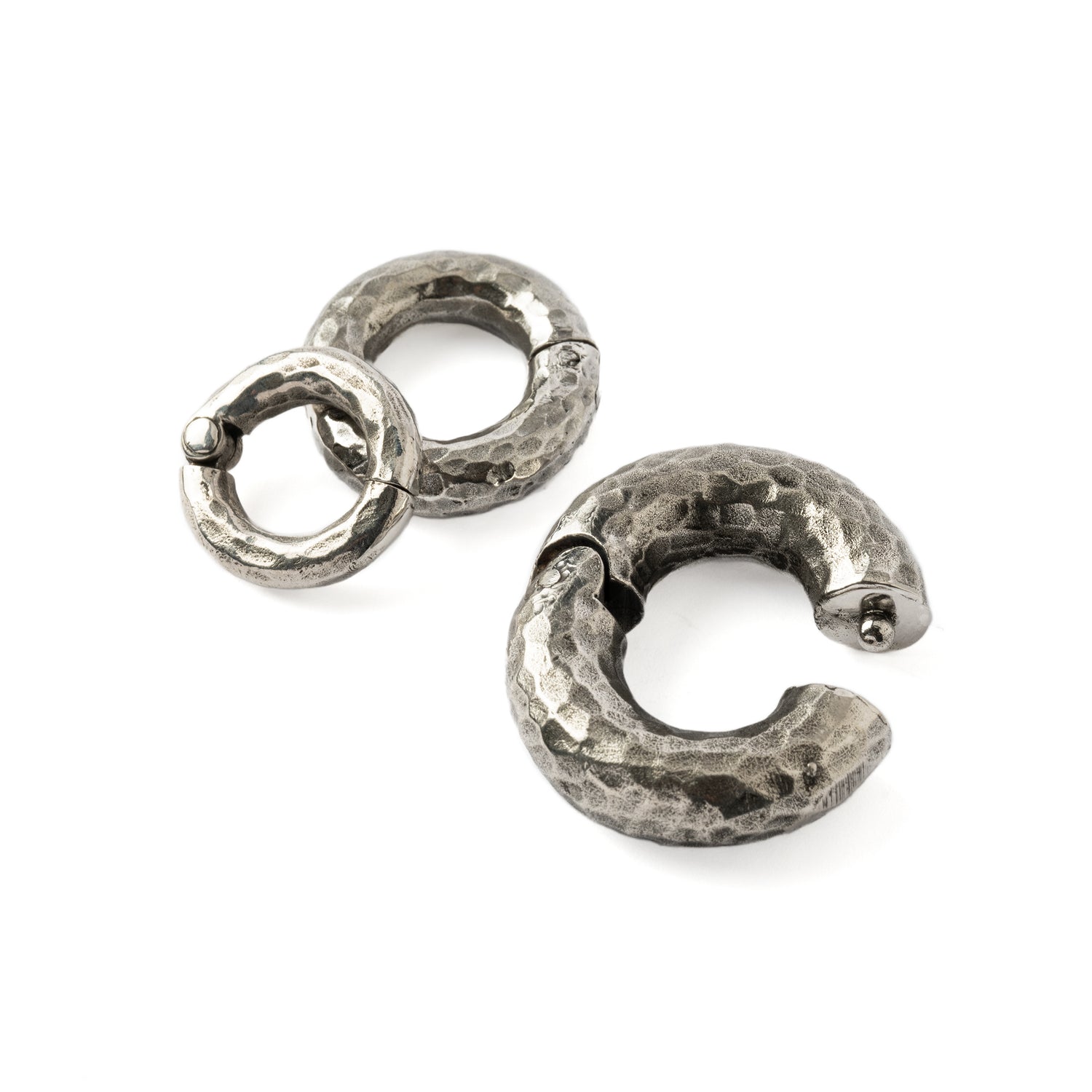 4mm, 6mm, 8mm Hammered Silver Clicker Rings