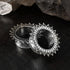 pair of silver tribal flower tara ear tunnels
