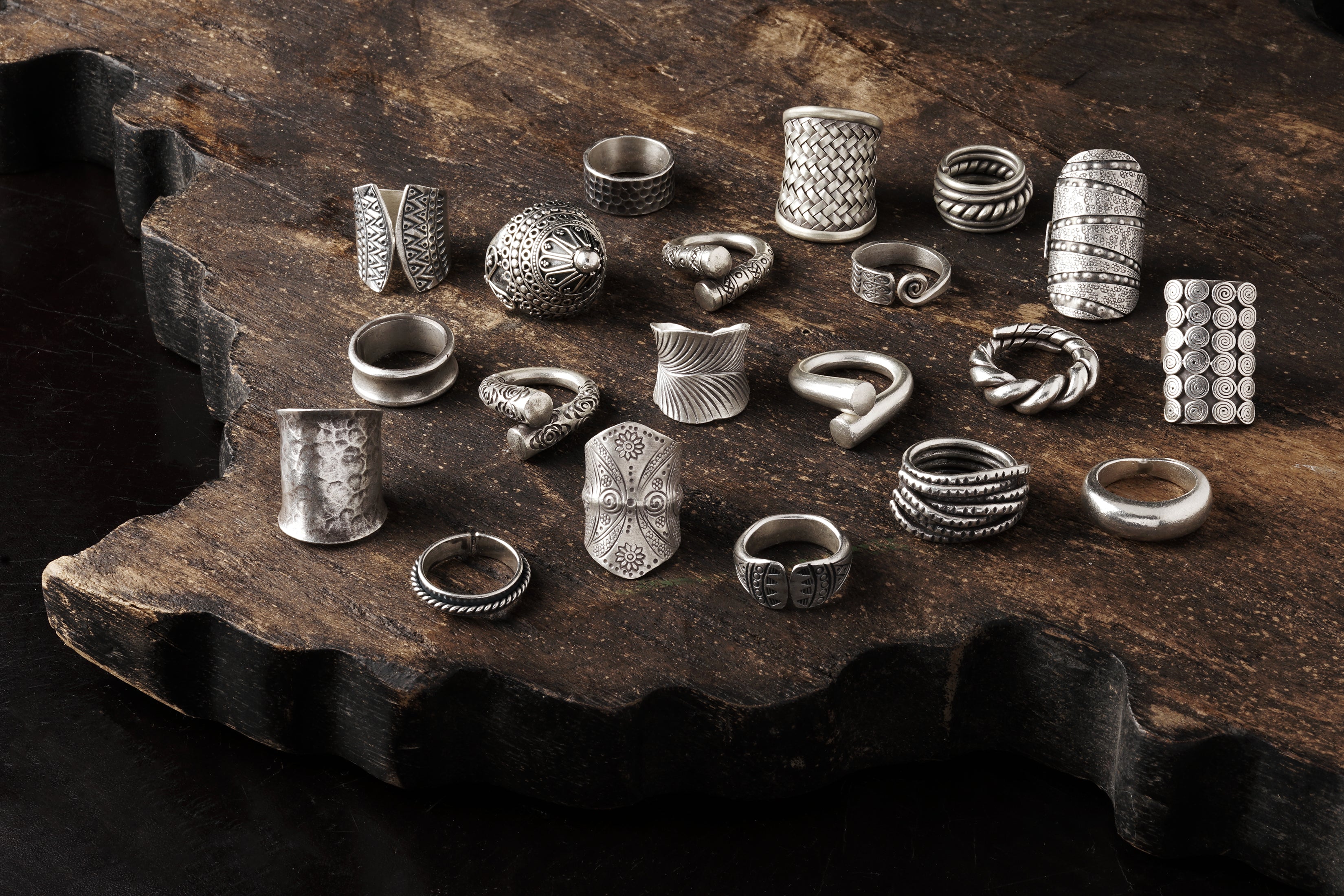 Tribal silver rings collection