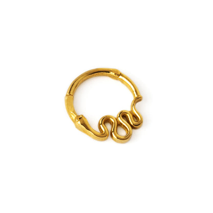 14k Gold Snake septum clicker ring right side view