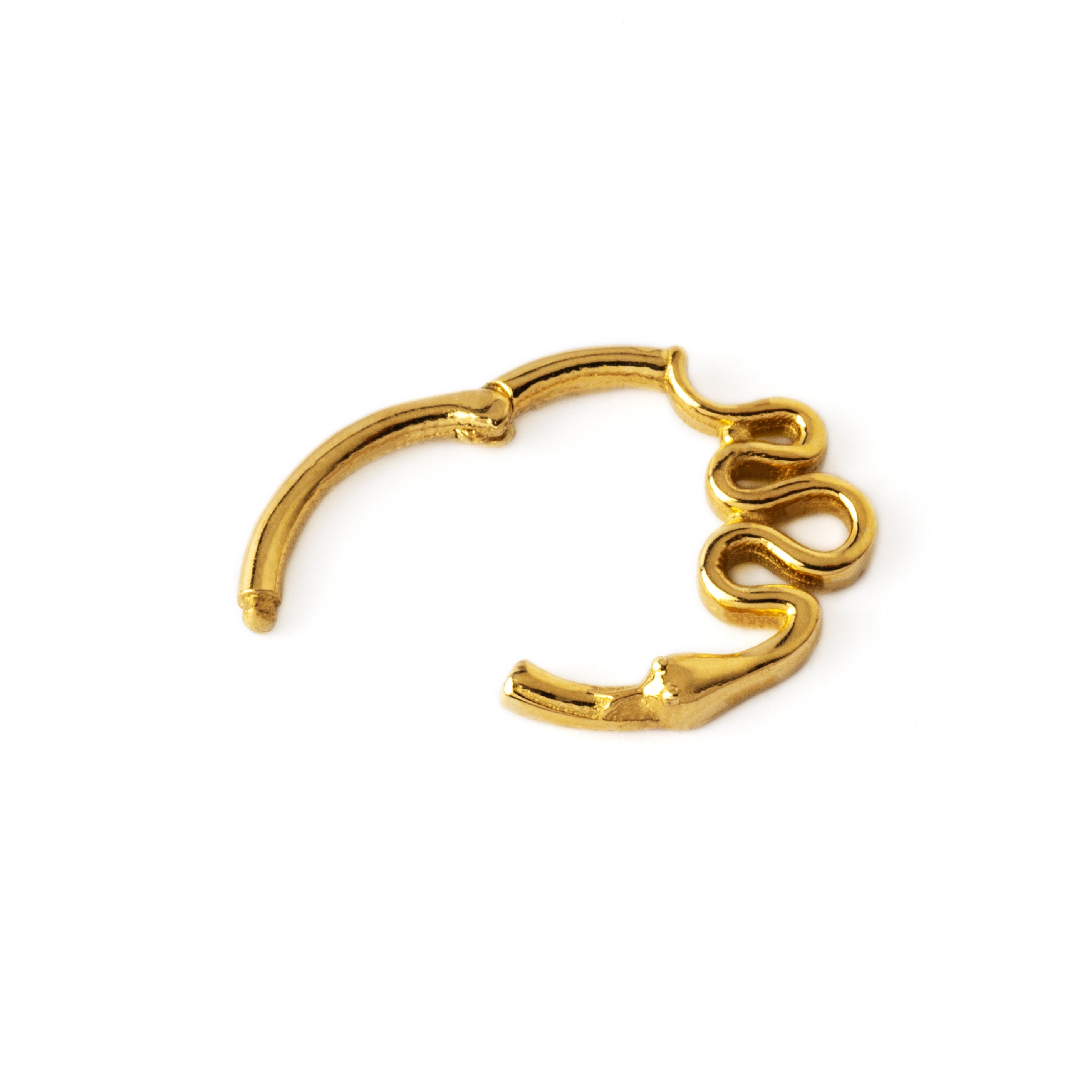 14k Gold Snake septum clicker ring click on closure view