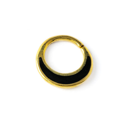 golden brass with Black Shell inlay piercing ring left side view