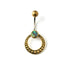 golden brass circle belly piercing with abalone shell frontal view