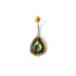 gold brass teardrop shaped belly piercing with centred abalone shell frontal view