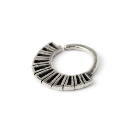 Aditi 18g (1mm) Silver tribal geometric septum piercing ring left side view