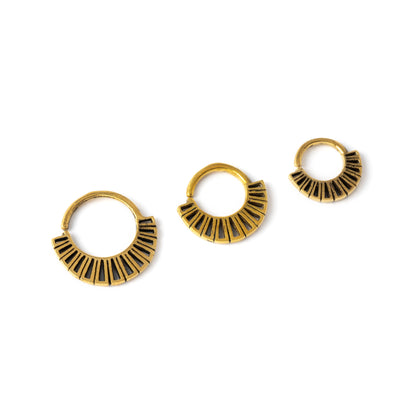 Aditi 18g (1mm), 6mm, 8mm,10mm brass tribal geometric septum piercing rings right side view