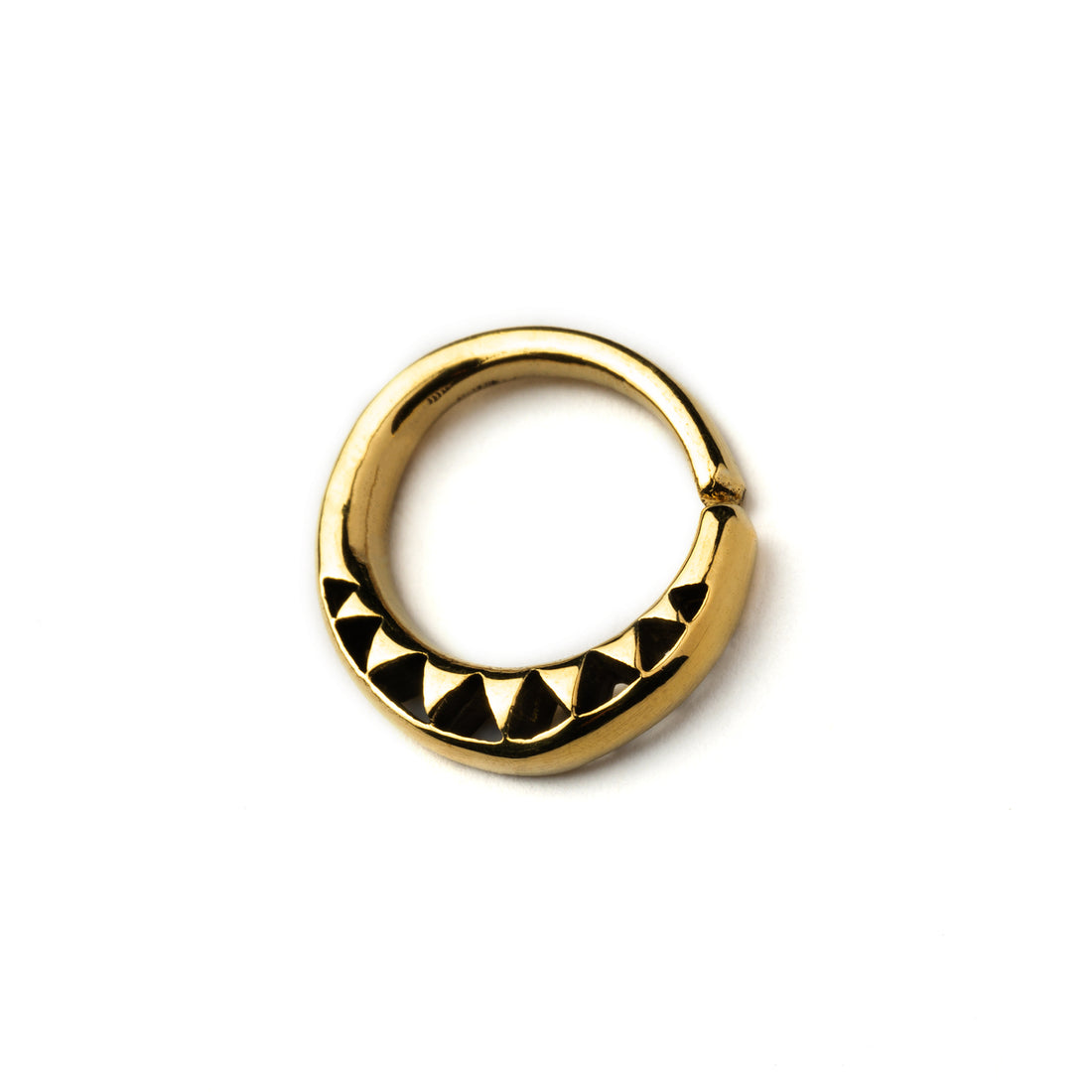 Aja golden brass septum piercing ring right side view