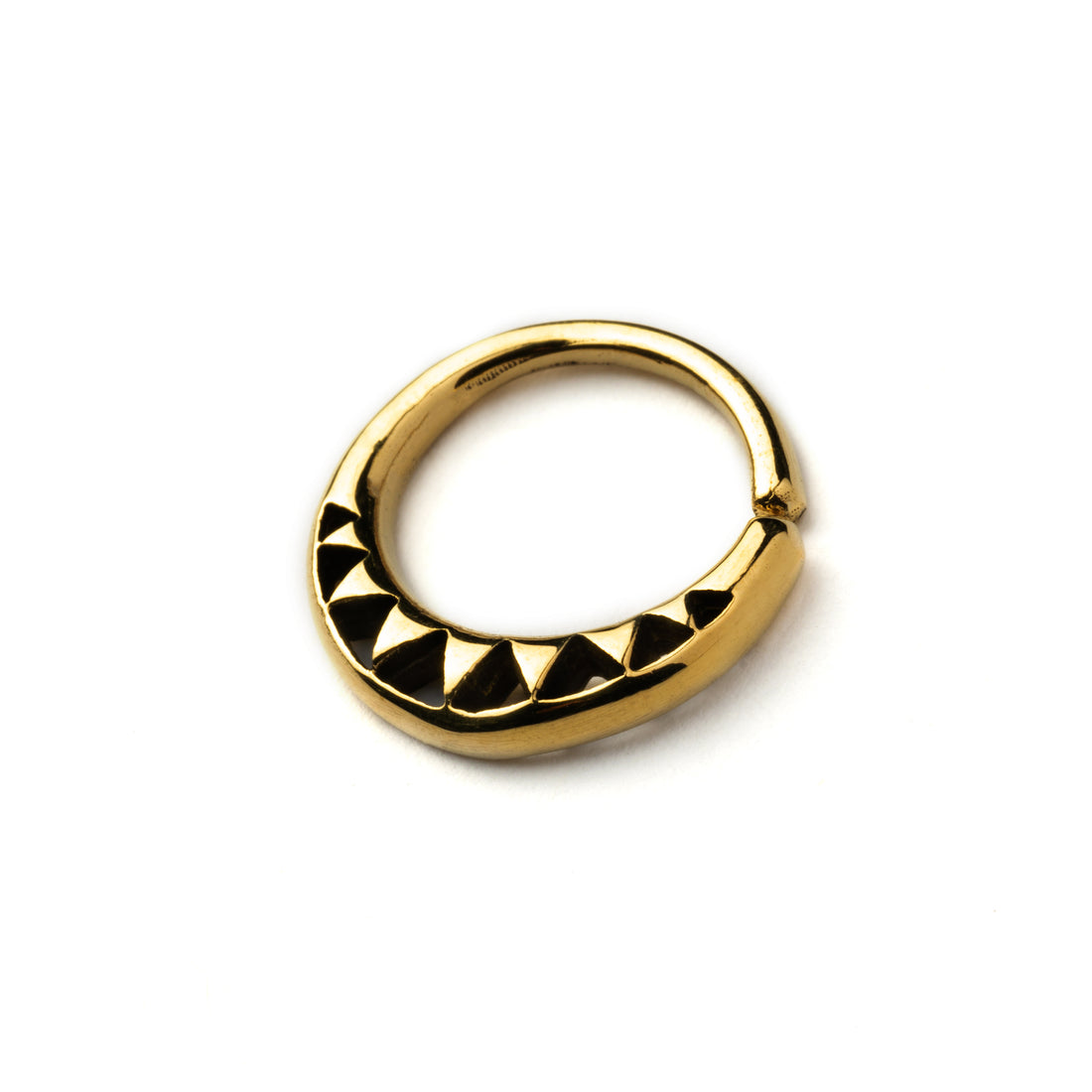 Aja golden brass septum piercing ring right side view