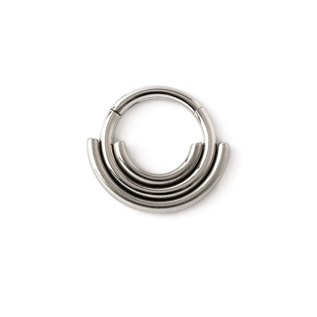 Akasha surgical steel multiple rings septum clicker frontal view
