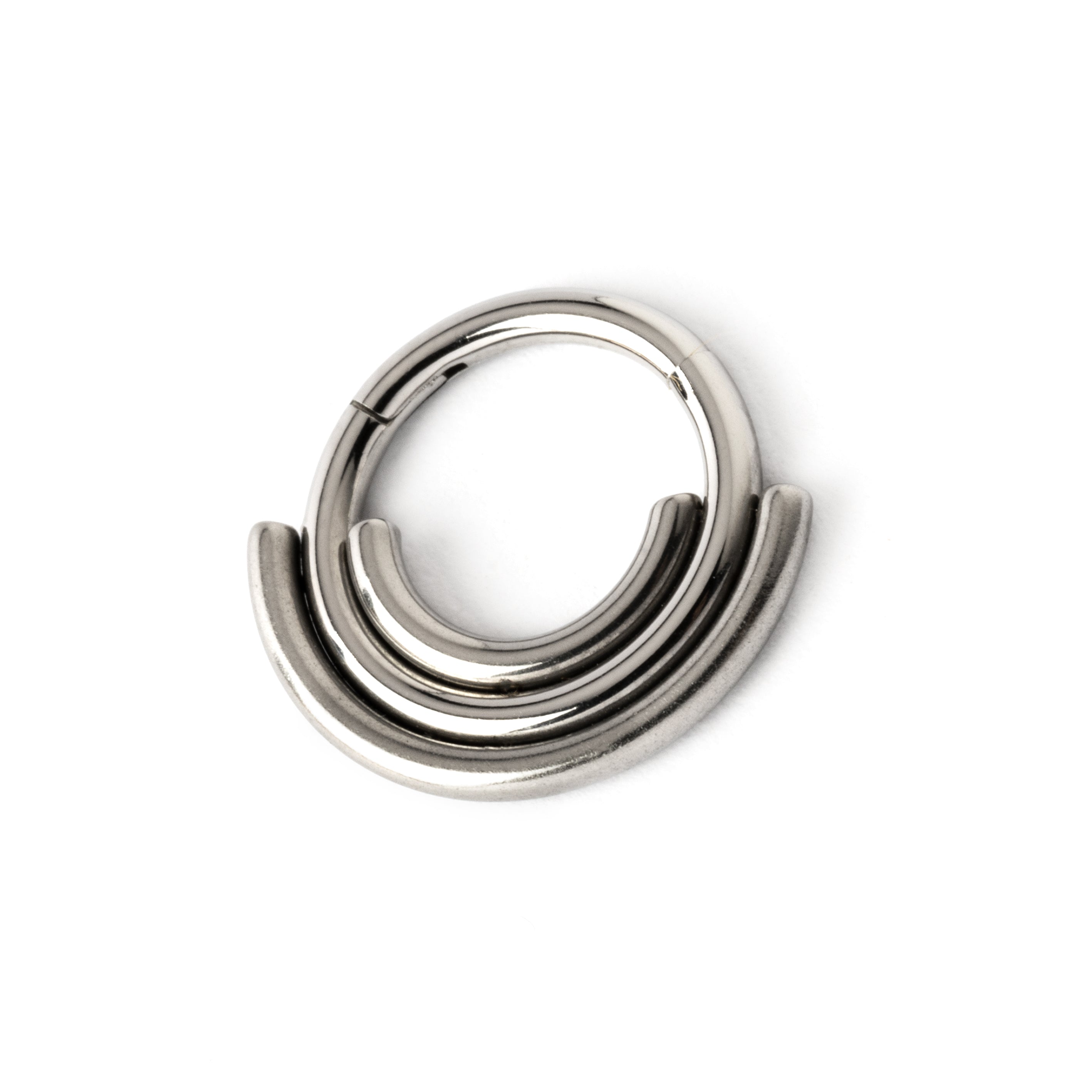 Akasha surgical steel multiple rings septum clicker left side view