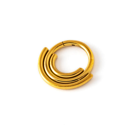 Akasha Golden surgical steel multiple rings septum clicker left side view