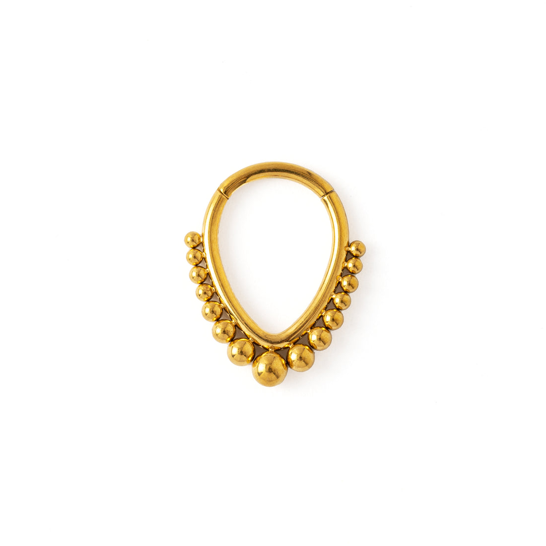 Althea Golden surgical steel Teardrop Septum Clicker ring frontal view