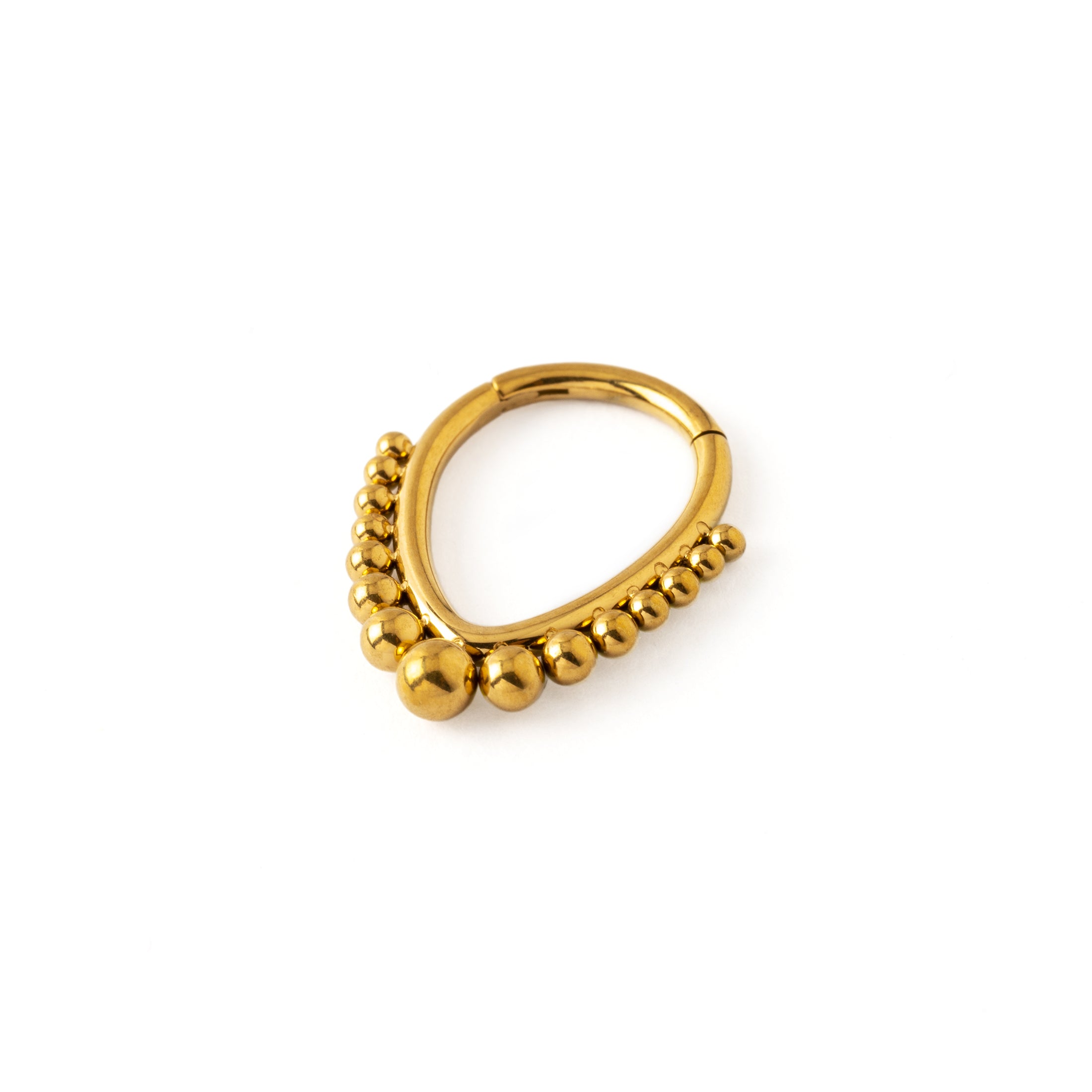 Althea Golden surgical steel Teardrop Septum Clicker ring right side view