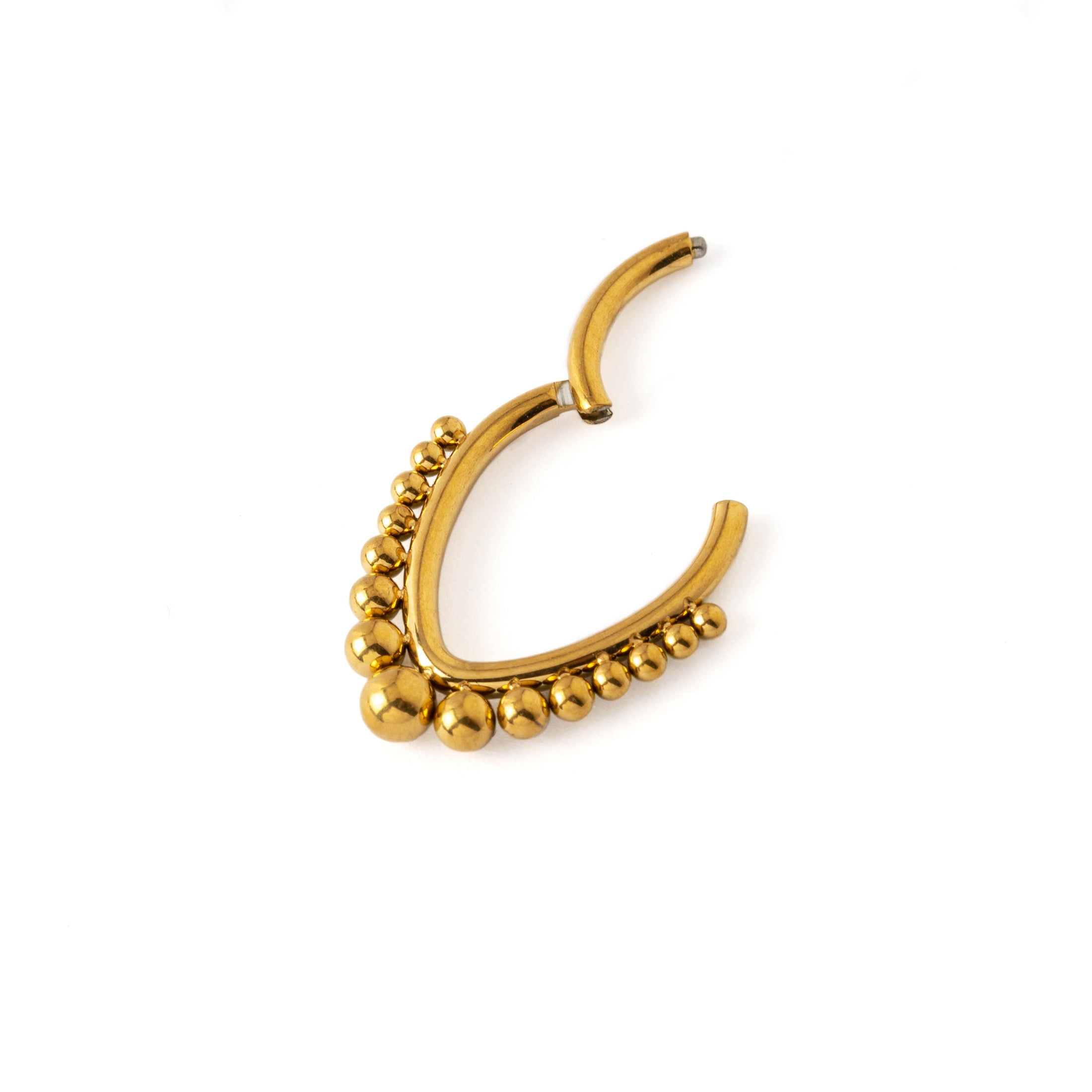 Althea Golden surgical steel Teardrop Septum Clicker ring hinged segment view