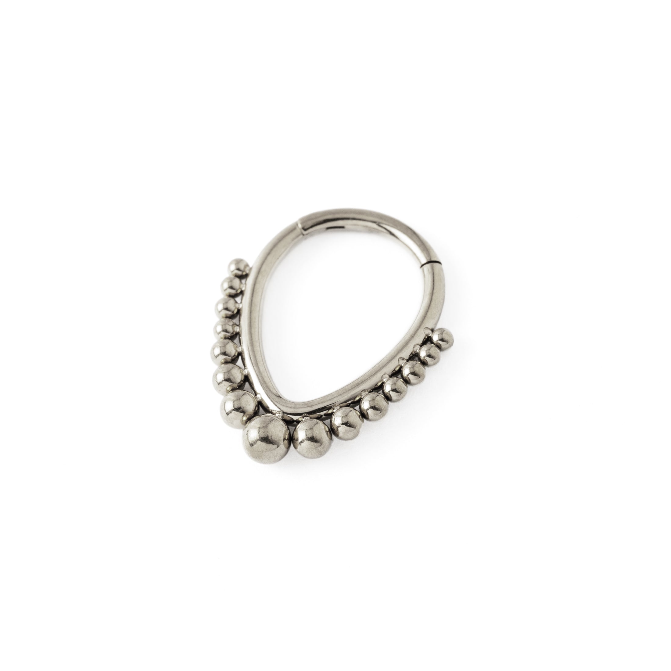 Althea Teardrop surgical steel Septum Clicker ring right side view