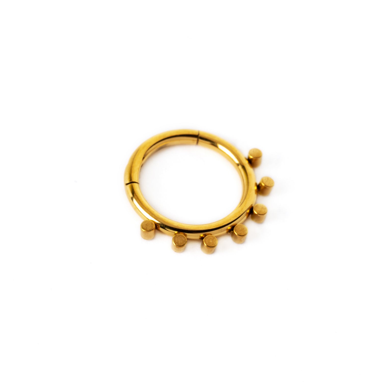 Alya golden surgical steel septum clicker right side view