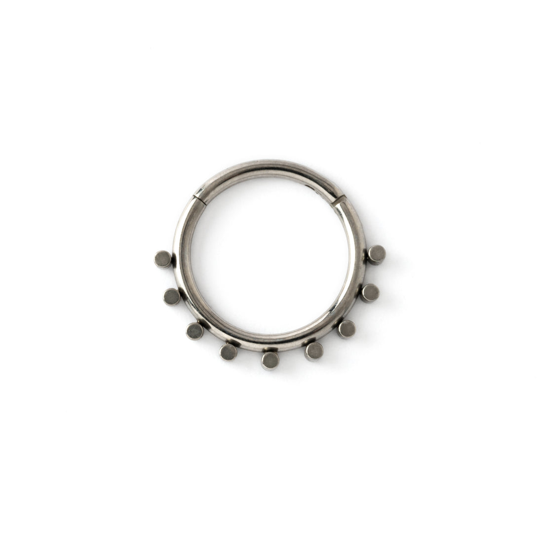 elegant and minimalist surgical steel piercing clicker ring with geometric spheres